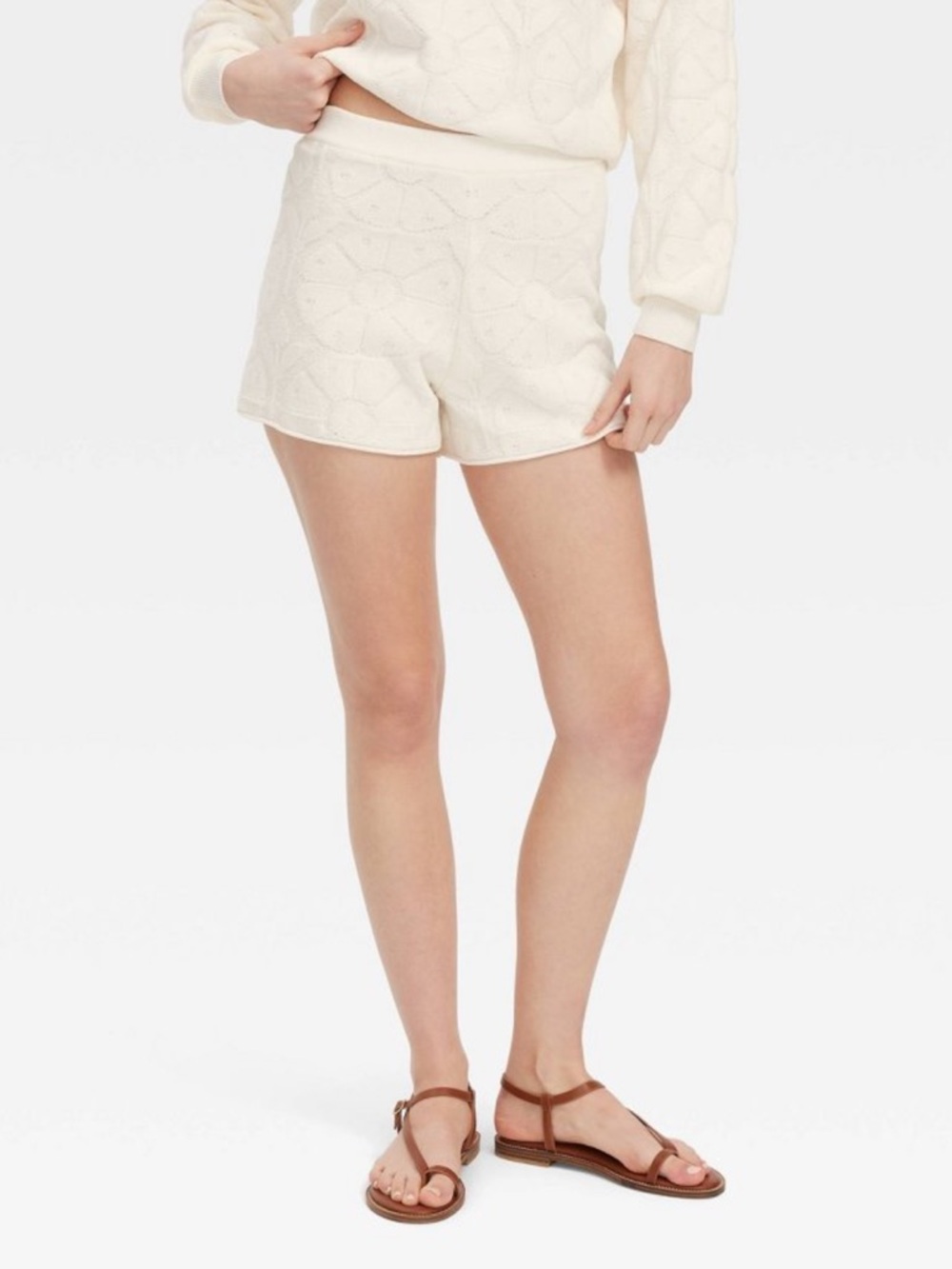 Cream Knit Women's Lounge Shorts
